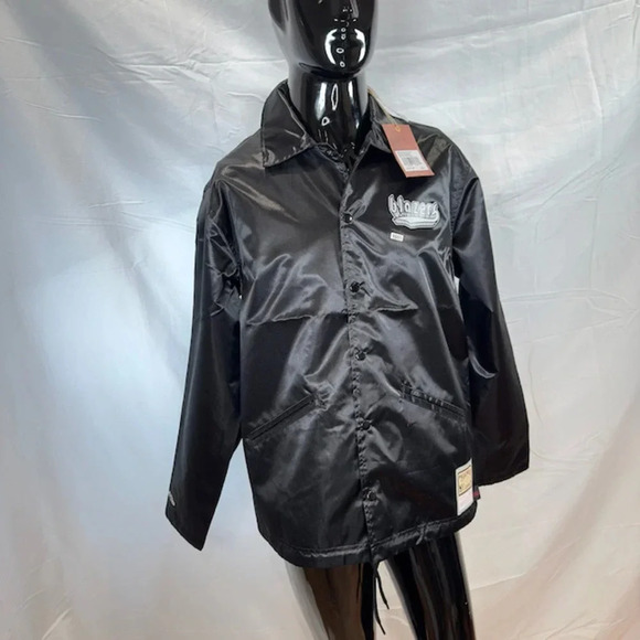 Mitchell & Ness Portland Blazers Doodle Coaches Jacket Snap Satin Black Size L - Picture 3 of 9